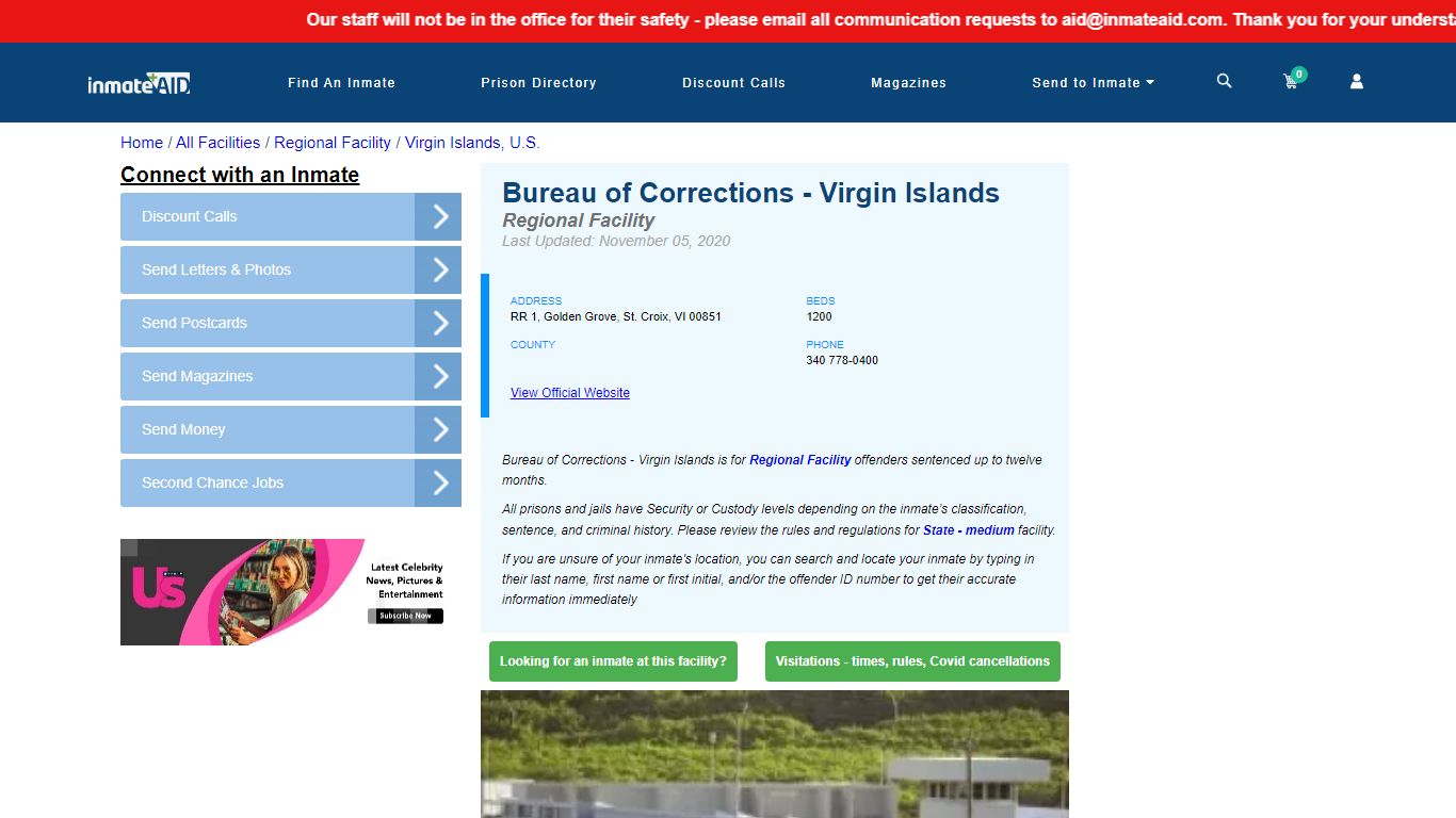 Bureau of Corrections - Virgin Islands - Inmate Search ...