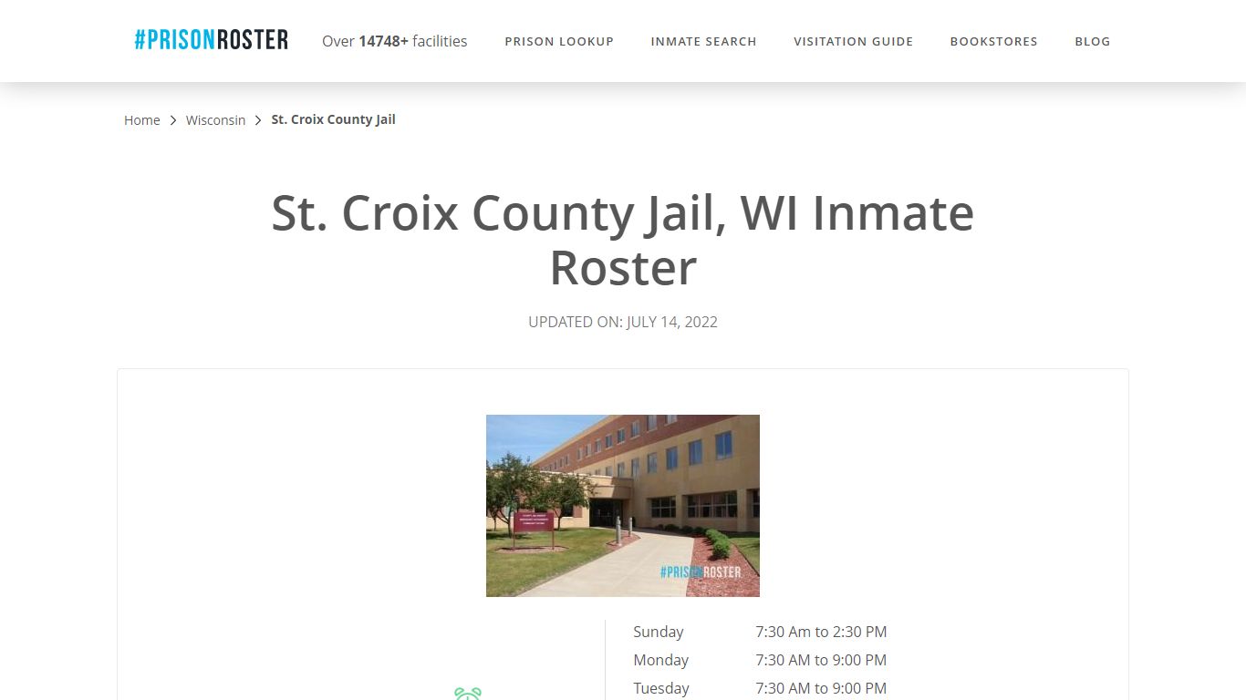 St. Croix County Jail, WI Inmate Roster